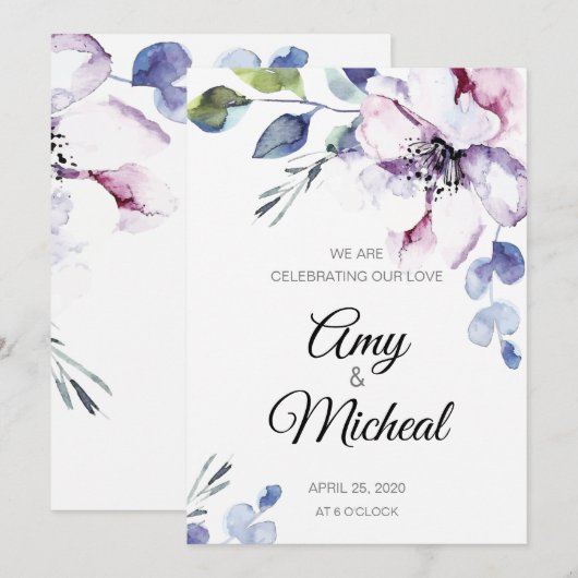 Het vieren van onze Liefde Floral Wedding Kaart (Voorkant / Achterkant)