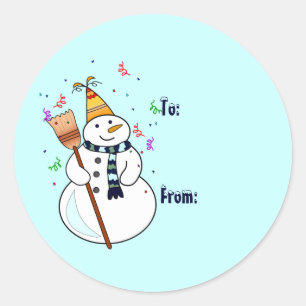 Het vieren van Snowman Gift Label Stickers