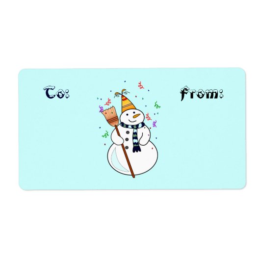 Het vieren van Snowman Gift Labels (Voorkant)
