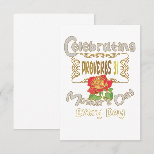 Het vieren van Spreuken 31 Moederdag Elke Dag Bedankkaart (Voorkant / Achterkant)