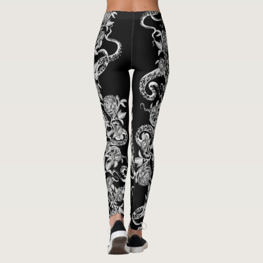 Het vierkant en de Roos Black & White Leggings (Achterkant)