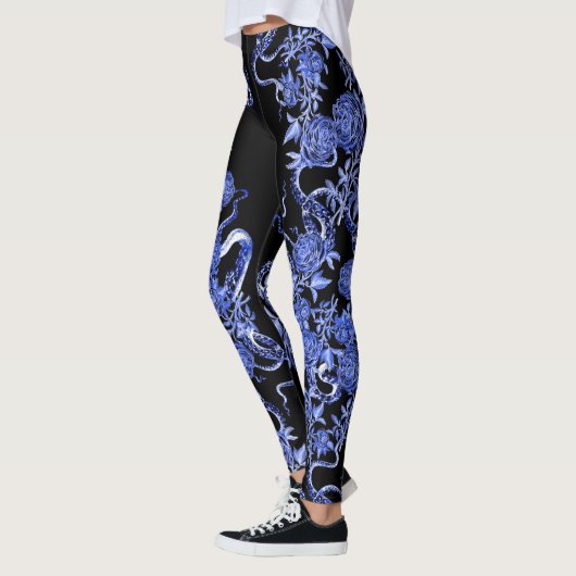 Het vierkant en de Roos Blauwe & Zwarte Leggings (Links)