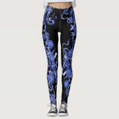 Het vierkant en de Roos Blauwe & Zwarte Leggings (Voorkant)