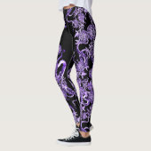 Het vierkant en het Roos koninklijk Paars & zwart Leggings (Links)