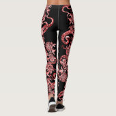 Het vierkant en het Roos rood en zwart Leggings (Achterkant)