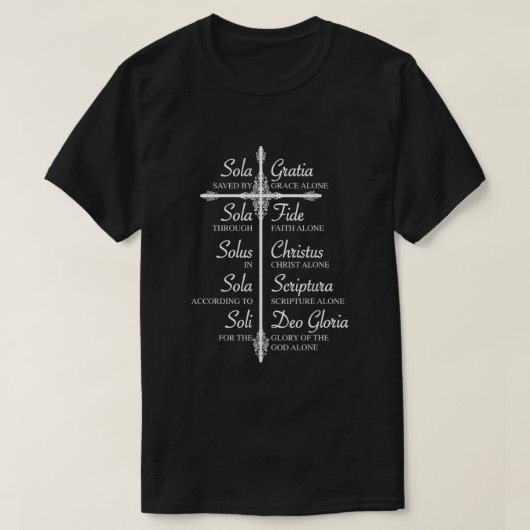 Het vijf Solas-Shirt remt de Christelijke beweging T-shirt (Design voorkant)