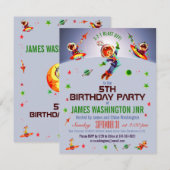 Het vijfde verjaardagsfeestje van Space Boy Kaart (Voorkant / Achterkant)