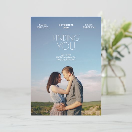 Het vinden van u moderne bruiloft film poster kaart (Staand voorkant)