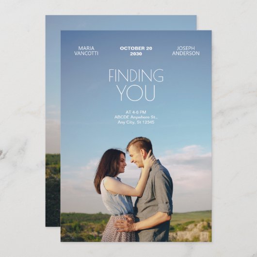 Het vinden van u moderne bruiloft film poster kaart (Voorkant / Achterkant)