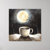 Het vinden van winterrust met koffie en maan. canvas afdruk (Voorkant)