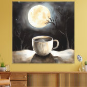 Het vinden van winterrust met koffie en maan. canvas afdruk (Insitu (Woonkamer))