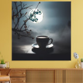 Het vinden van winterrust met koffie en maan. canvas afdruk (Insitu (Woonkamer))