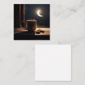 Het vinden van winterrust met koffie en maan. vierkante visitekaartje (Voorkant / Achterkant)