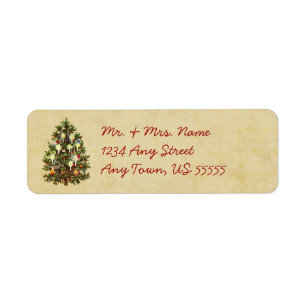 Het vintage Adresetiket van de Kerstboom Etiket
