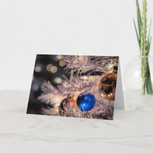 Het vintage Blauw van de Bal van het Ornament van Feestdagen Kaart