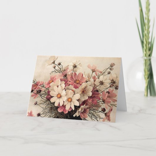 Het vintage Boeket van de Kosmos Kaart (Voorkant)