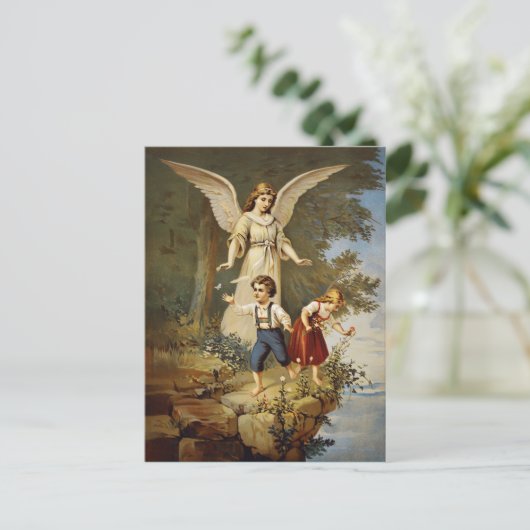 Het vintage Briefkaart van de Beschermengel (Staand voorkant)