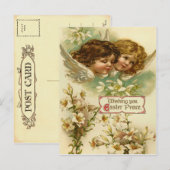 Het vintage Briefkaart van de Engel van Pasen (Voorkant / Achterkant)