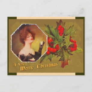 Het vintage Briefkaart van de Hulst van Kerstmis