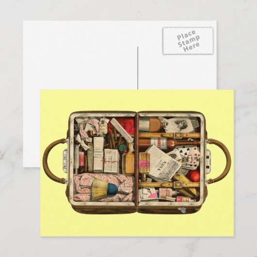 Het vintage Briefkaart van de Koffer (Voorkant / Achterkant)