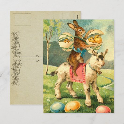 Het vintage Briefkaart van de Paashaas (Voorkant / Achterkant)