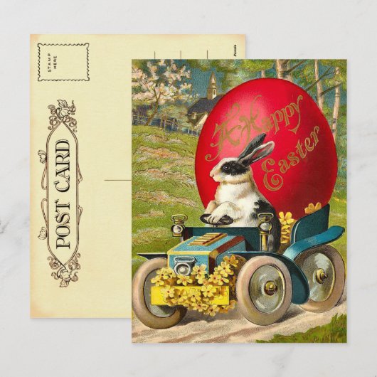 Het vintage Briefkaart van de Paashaas (Voorkant / Achterkant)