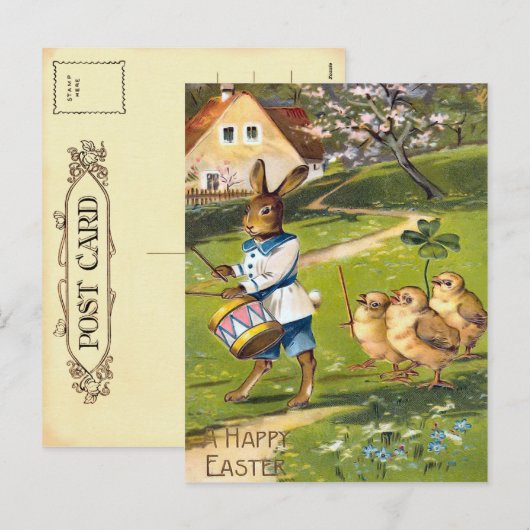 Het vintage Briefkaart van de Paashaas (Voorkant / Achterkant)