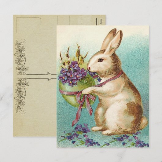 Het vintage Briefkaart van de Paashaas (Voorkant / Achterkant)