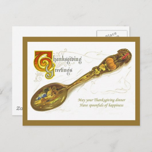 Het vintage Briefkaart van de Thanksgiving (Voorkant / Achterkant)