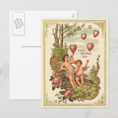 Het vintage Briefkaart van de Valentijnsdag (Voorkant / Achterkant)