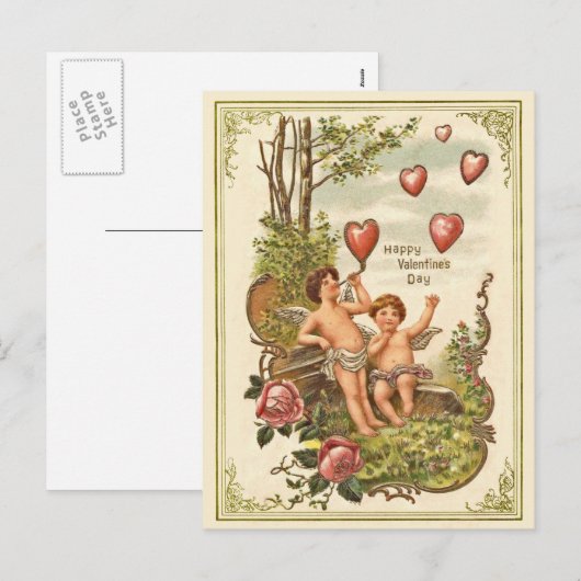 Het vintage Briefkaart van de Valentijnsdag (Voorkant / Achterkant)