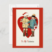 Het vintage Briefkaart van de Valentijnsdag van (Voorkant / Achterkant)