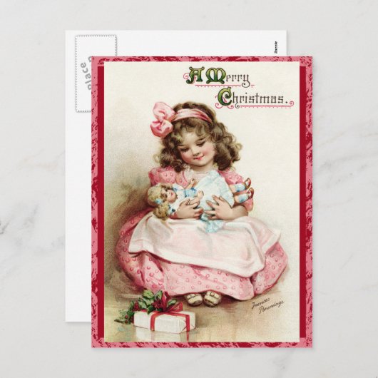 Het vintage briefkaart van Kerstmis (Voorkant / Achterkant)