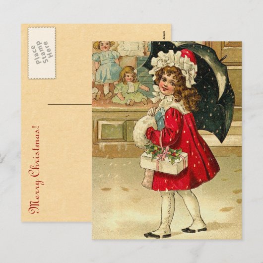Het vintage Briefkaart van Kerstmis (Voorkant / Achterkant)