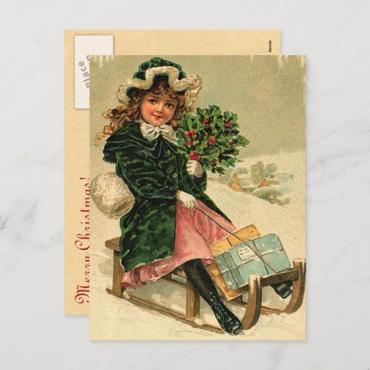 Het vintage Briefkaart van Kerstmis (Voorkant / Achterkant)
