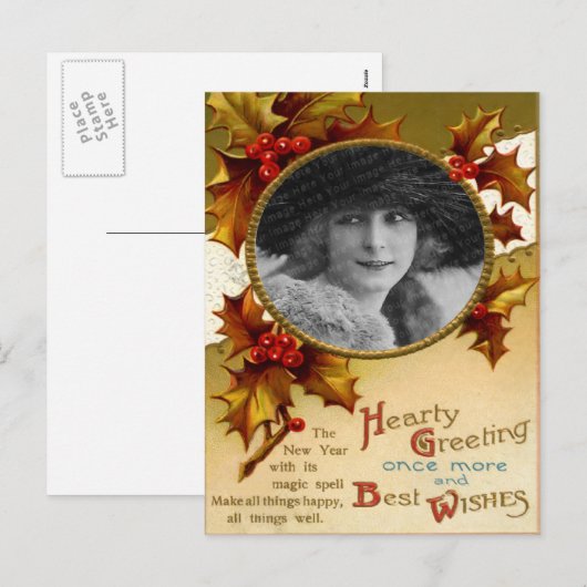 Het vintage Briefkaart van Kerstmis (Voorkant / Achterkant)