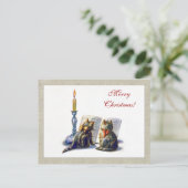 Het vintage Briefkaart van Kerstmis van Katten (Staand voorkant)