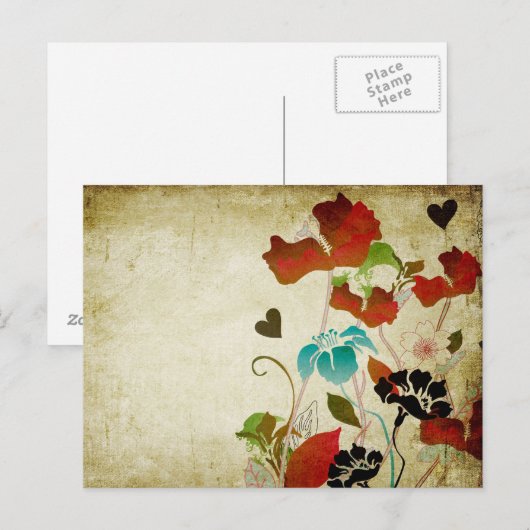 Het vintage Briefkaart van Papavers (Voorkant / Achterkant)