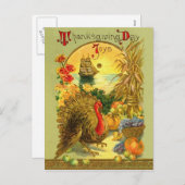 Het vintage Briefkaart van Thanksgiving day (Voorkant / Achterkant)