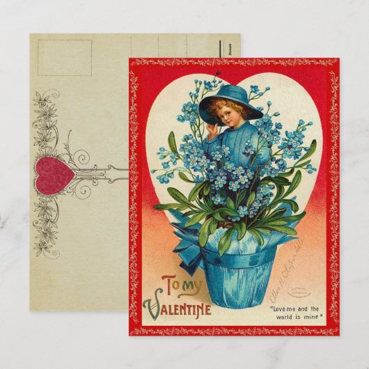 Het vintage Briefkaart van Valentijn (Voorkant / Achterkant)