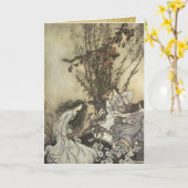 Het vintage Dansen Faeries Kaart (Gele Bloem)