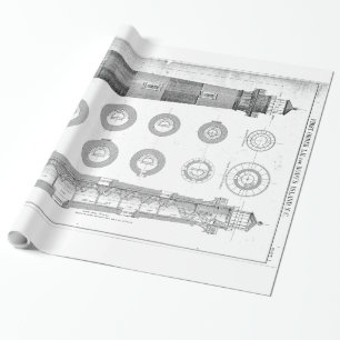 Het vintage Diagram van de Vuurtoren van het Cadeaupapier