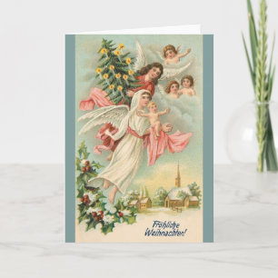 Het vintage Duitse Wenskaart van Kerstmis van Feestdagen Kaart