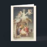 Het vintage Godsdienstige Wenskaart van de Feestdagen Kaart<br><div class="desc">Retro/Vintage wenskaart van Kerstmis.  De mooie scène van de Geboorte van Christus.  Gloria in Excelsis Deo!</div>