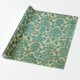 Het vintage Groene Witte BloemenPatroon van het Cadeaupapier