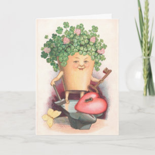 Het vintage Hart van de Klaver en Zeer belangrijke Kaart