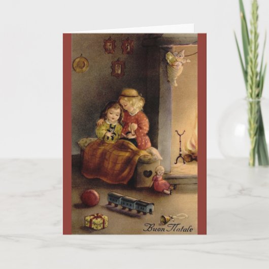 Het vintage Italiaanse Wenskaart van Kerstmis Feestdagen Kaart (Voorkant)