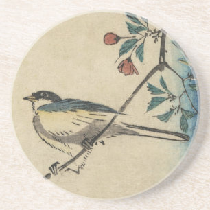 Het vintage Japanse Art. van de Vogel en van de Zandsteen Onderzetter