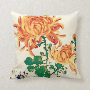 Het vintage Japanse Schilderen van Chrysanten Kussen