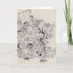 Het vintage Japanse Wenskaart van de Schets Kaart